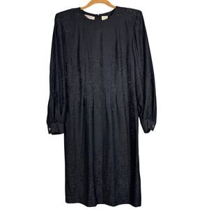Liz Claiborne‎ Dress Womens Size10 Black Long Sleeves Silk Lined Back Slit Vtg